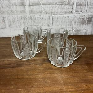 Vintage Jeannette Glass Dewdrop Pattern Cup Set Of 4